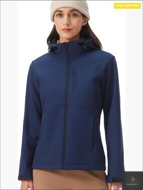 Fleece Lined Softshell Windbreaker Hooded Water Resistant Jacket Travel Daily